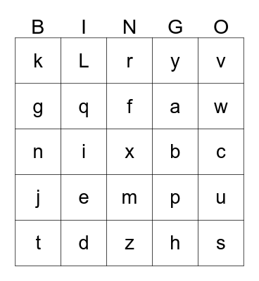Alphabet Bingo Card