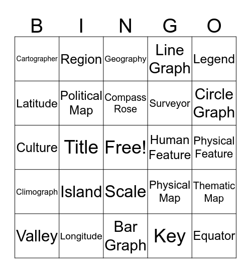 GEOGRAPHY Bingo Card
