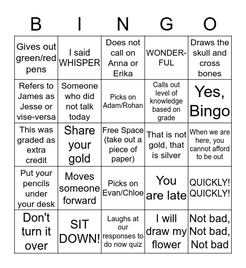 AP AB Calculus ~ Ms. Schmidt Bingo Card