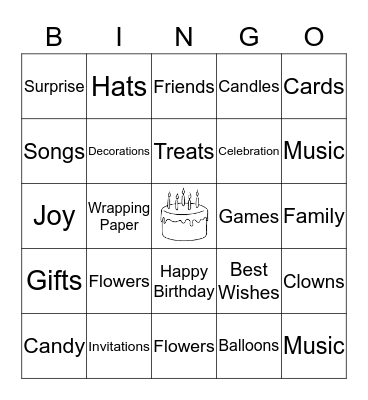 Birthday Bingo  Bingo Card