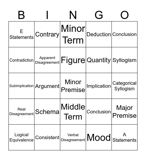 Logic Bingo Card