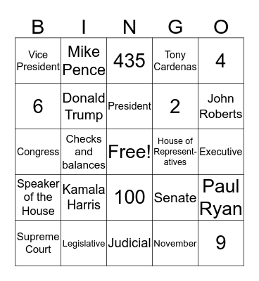 US Government Bingo Card