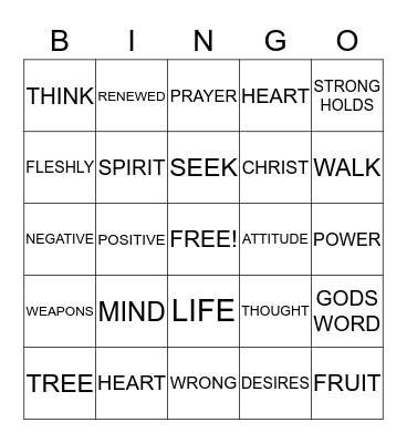 Bible Study Bingo Card
