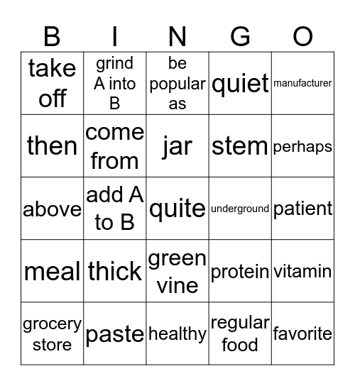 unit 31 Bingo Card