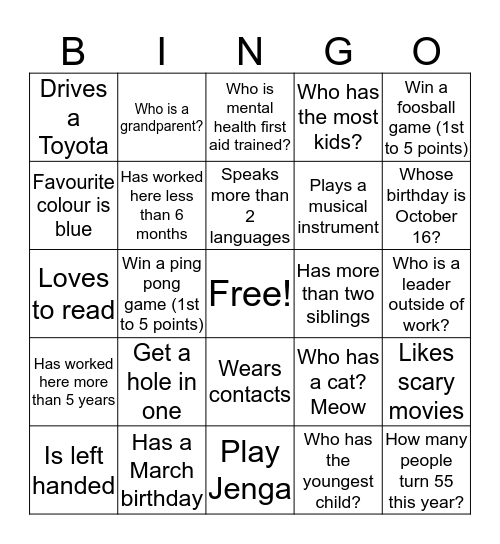 Canaccede Bingo - Get to know your coworkers! Bingo Card