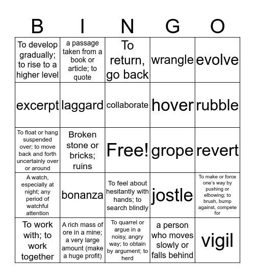 Level C Unit 1 Bingo (all 12) Bingo Card