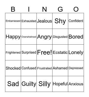 Feelings Bingo Card