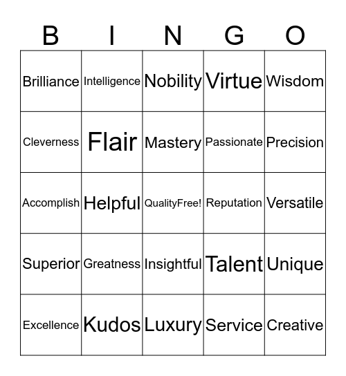 Excellence Happens Here! Bingo Card