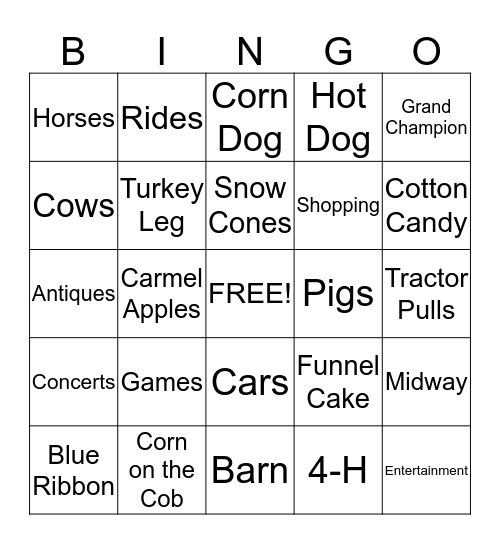 State Fair Bingo Card