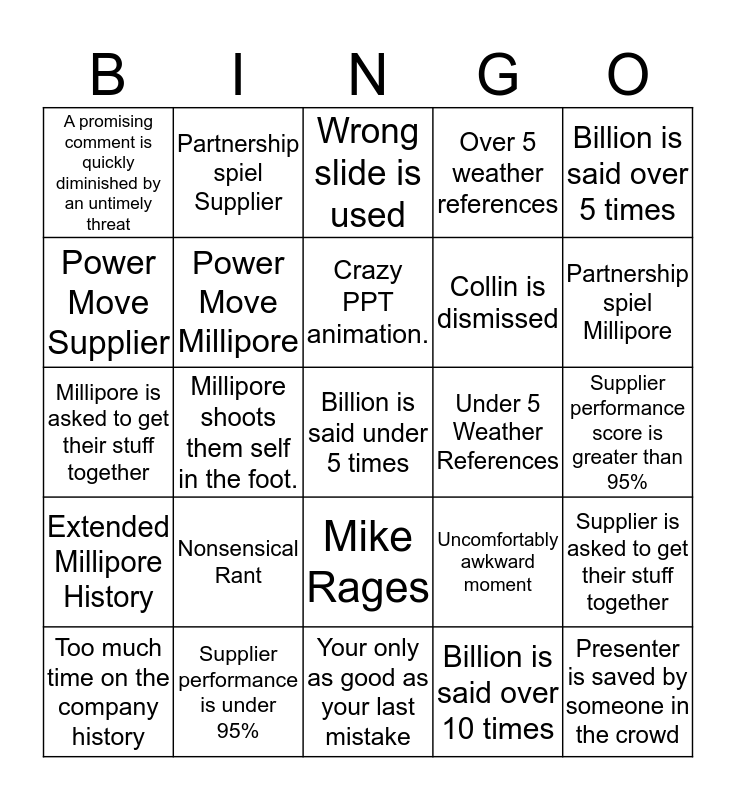 Business Review Bingo Card