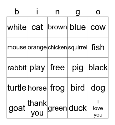 sign language bingo Card