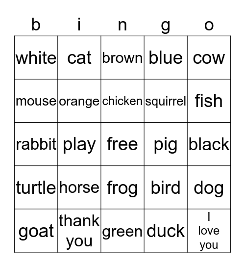 sign language bingo Card