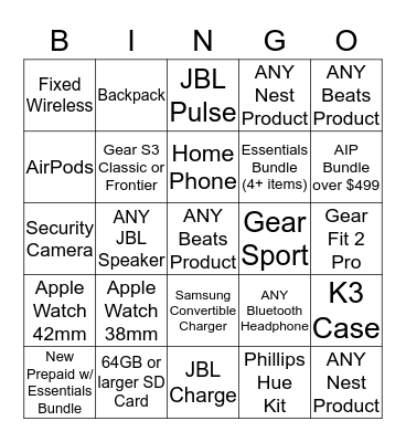 US Cellular BINGO!! Bingo Card