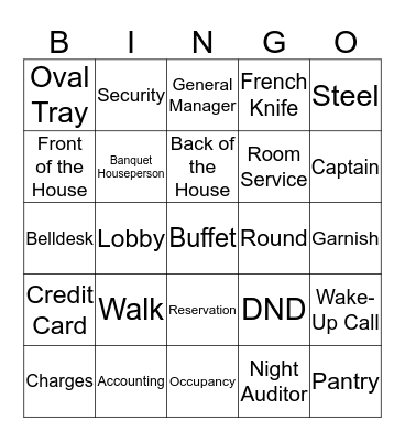 F&B Bingo Card