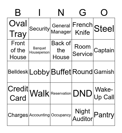 F&B Bingo Card