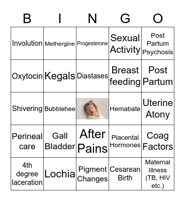 Post Partum Bingo Card