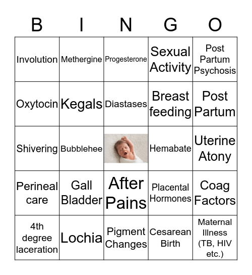 Post Partum Bingo Card