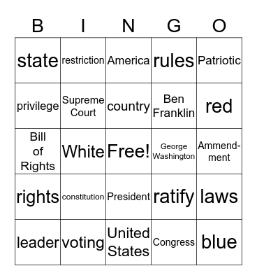 Constitution Bingo Card