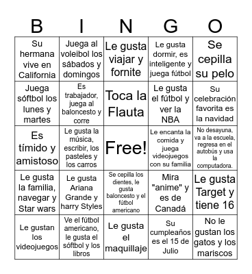 ¿Quién es...? Bingo Card