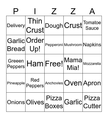 Mama Mia!  Bingo Card