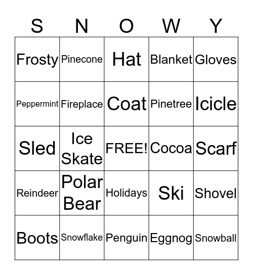 Winter Winterland Bingo Card