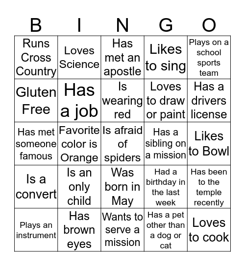 Friendshipping Bingo Card