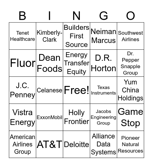 Booming Businesses Bingo Card