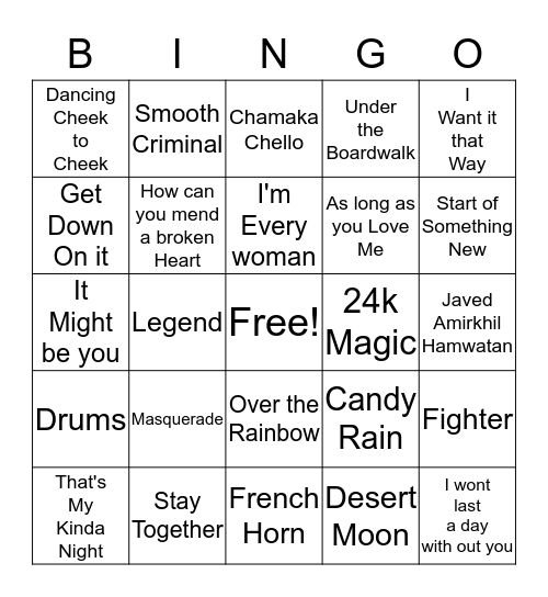 MUSIC  Bingo Card