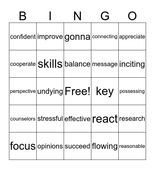 BINGO SKILLS Bingo Card