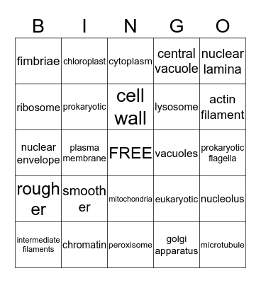 Cells Bingo Card