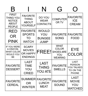 HUMAN BINGO Card