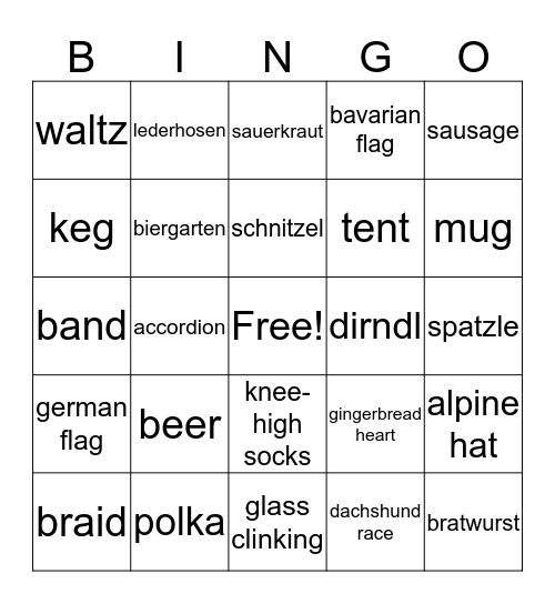 OKTOBERFEST Bingo Card