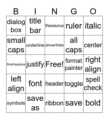 WORD BINGO Card