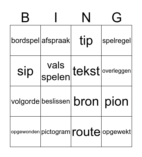 Staal bingo Card