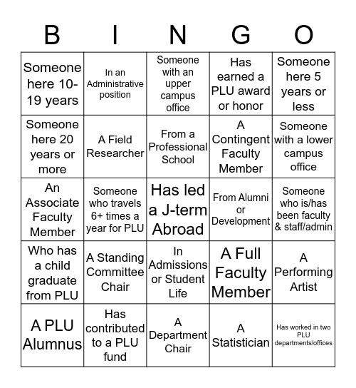 UHouse Meet and Greet Bingo Card