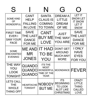 256 MICHEAL BUBLE VS HARRY CONNICK JNR Bingo Card