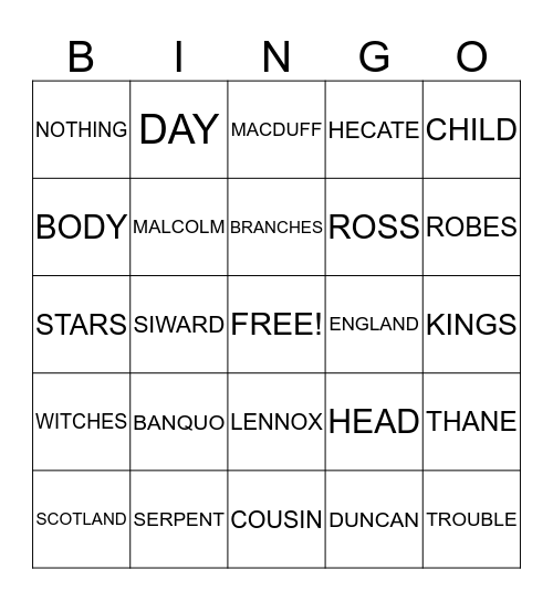 Macbeth BINGO Card