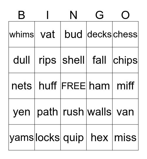 1.6 Real Words- End of Step 1 Bingo Card