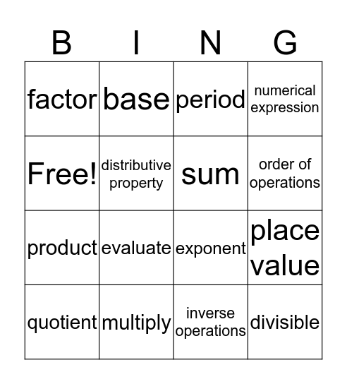Chapter 1 Bingo Card