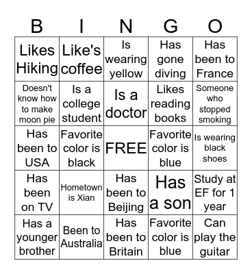 SNI Say Hello Bingo Card