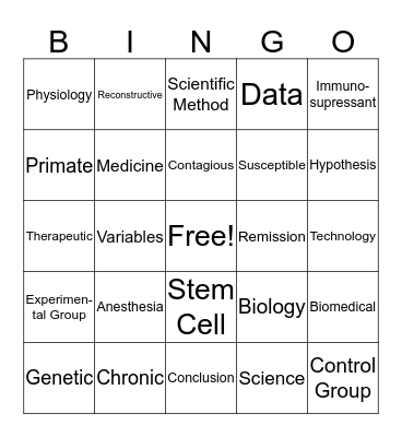 BMT Intro and Unit 2 Vocab Bingo Card