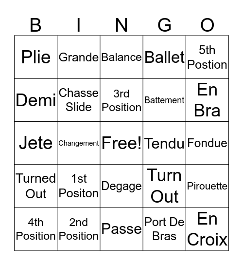 øve sig dybt ingeniør Ballet Bingo Card
