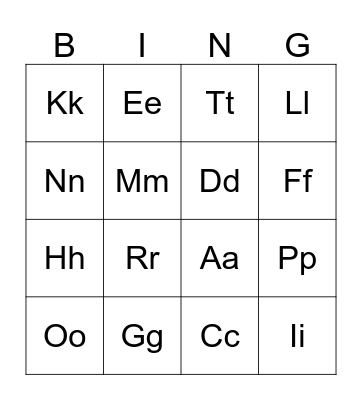 Jolly Phonics 1-3 Bingo Card
