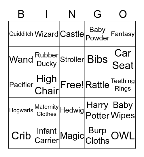 HARRY POTTER BABY BINGO Card
