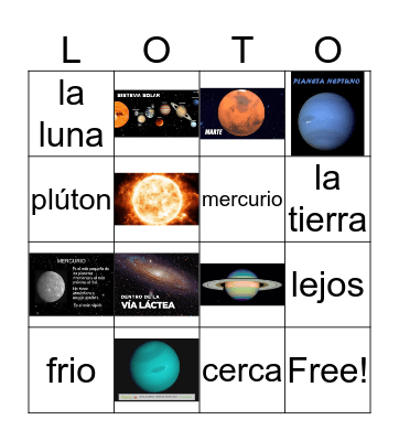 Los Planetas Bingo Card