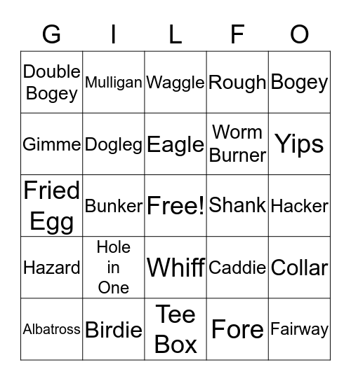 GOLF 0 Bingo Card