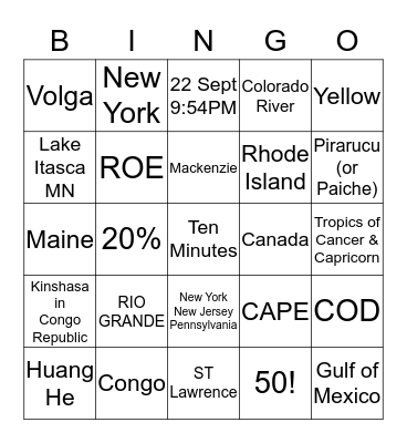 RIVERS Bingo Card