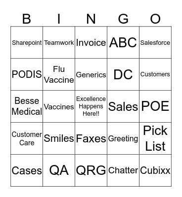 Customer Care Week 2018 BINGO!! Bingo Card