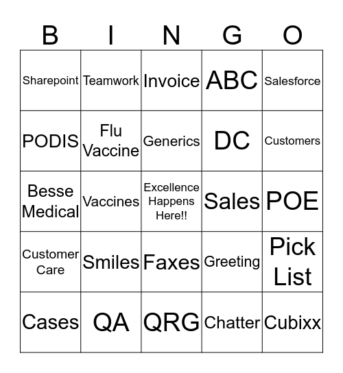 Customer Care Week 2018 BINGO!! Bingo Card