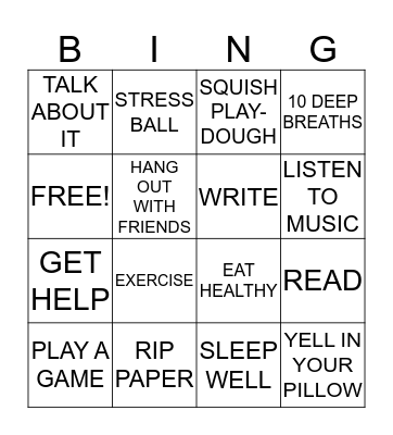 ANGER COPING SKILLS Bingo Card